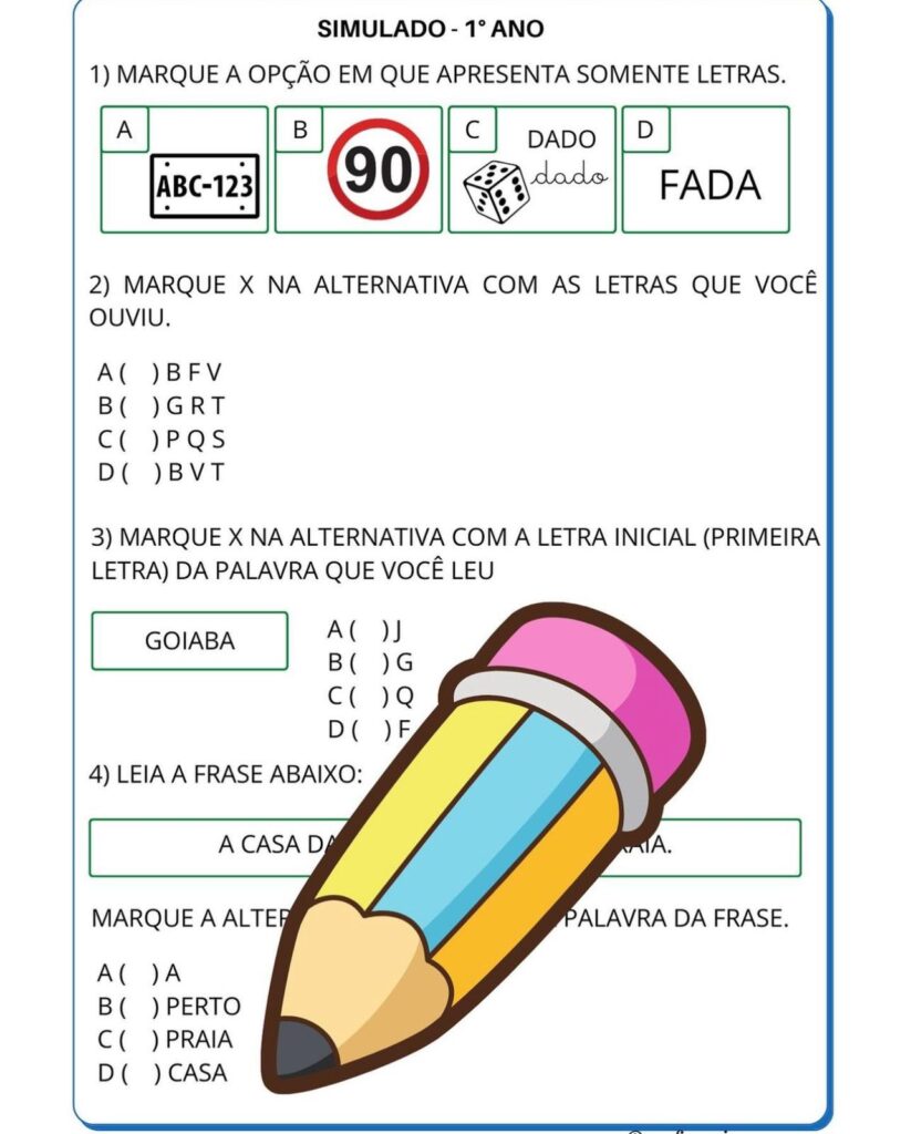Simulado 1° ANO – Naiara Materiais Pedagógicos