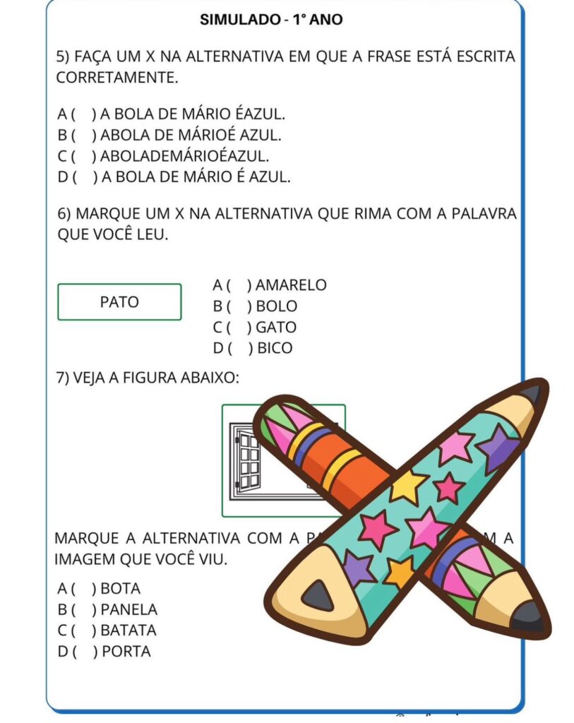Simulado 1° ANO – Naiara Materiais Pedagógicos