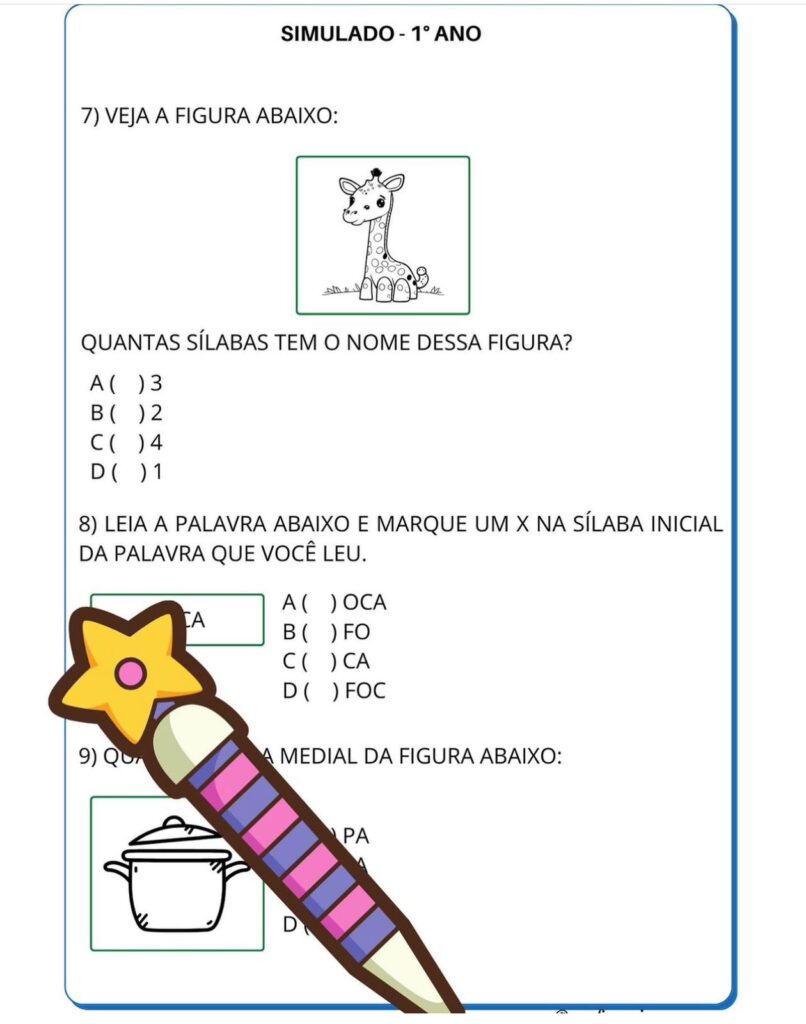 Simulado 1° ANO – Naiara Materiais Pedagógicos