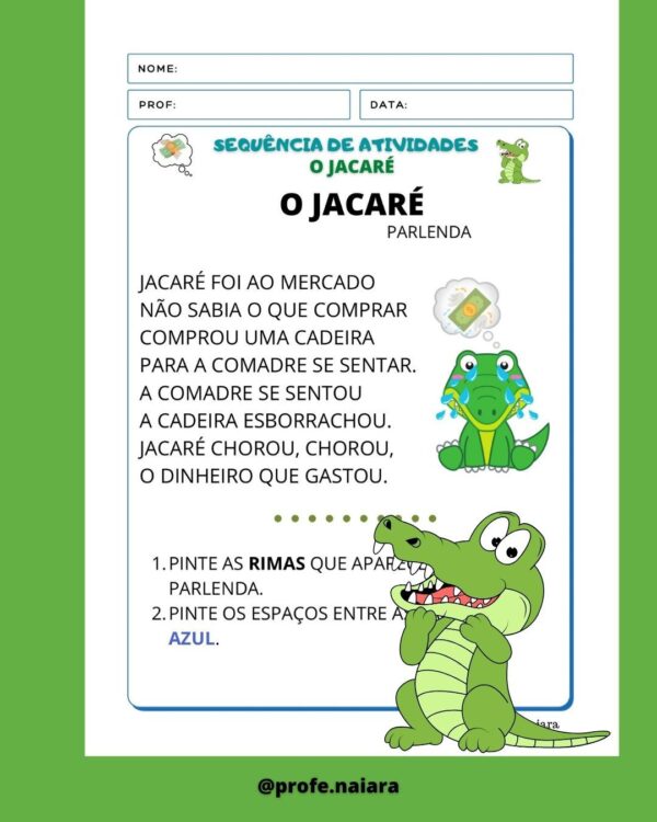 Sequência de Atividades Parlenda: O Jacaré - Image 2