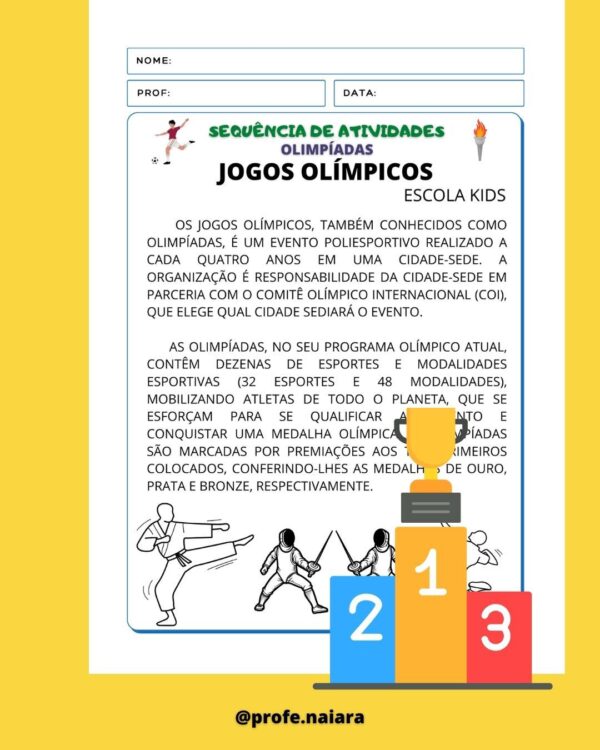 Sequência de Atividades: Jogos olímpicos / Olimpíadas 1° ano - Image 2