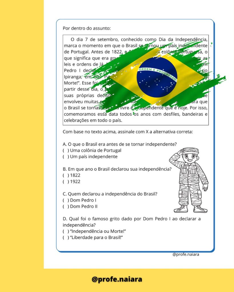 Sequência de atividades Semana da Pátria 3° ano – Naiara Materiais ...