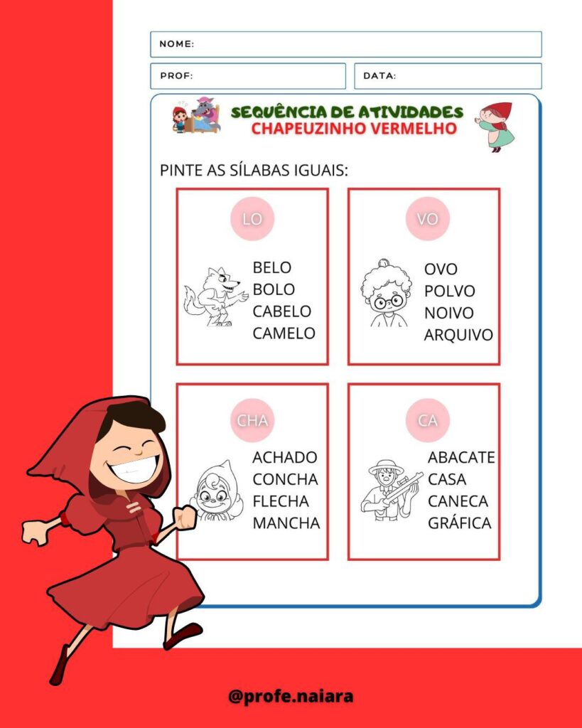 Sequência de atividades Chapeuzinho Vermelho – 1° ano – Naiara ...
