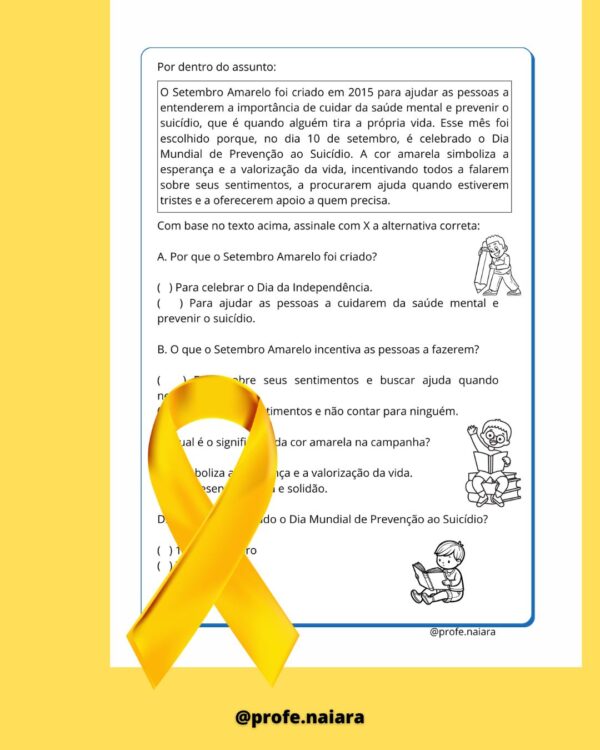 Sequência de atividades Setembro Amarelo 3° ano - Image 4