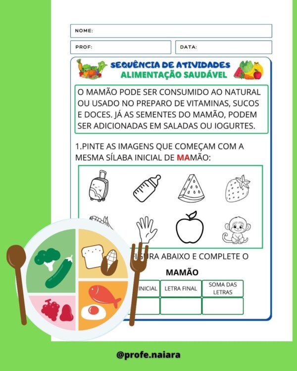 Sequência de Atividades Alimentação Saudável 1° ano - Image 2