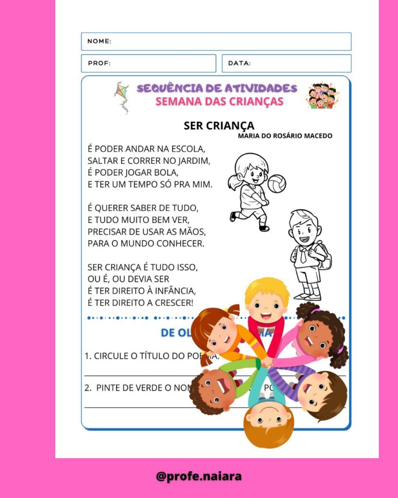Sequência de atividades Semana da Criança – 1º ano – Naiara Materiais ...