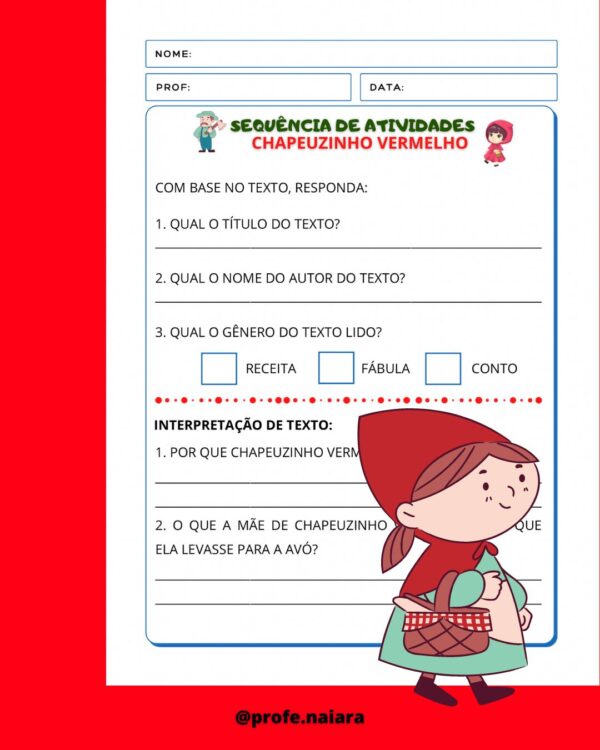 Sequência de atividades Chapeuzinho vermelho 2° ano - Image 9