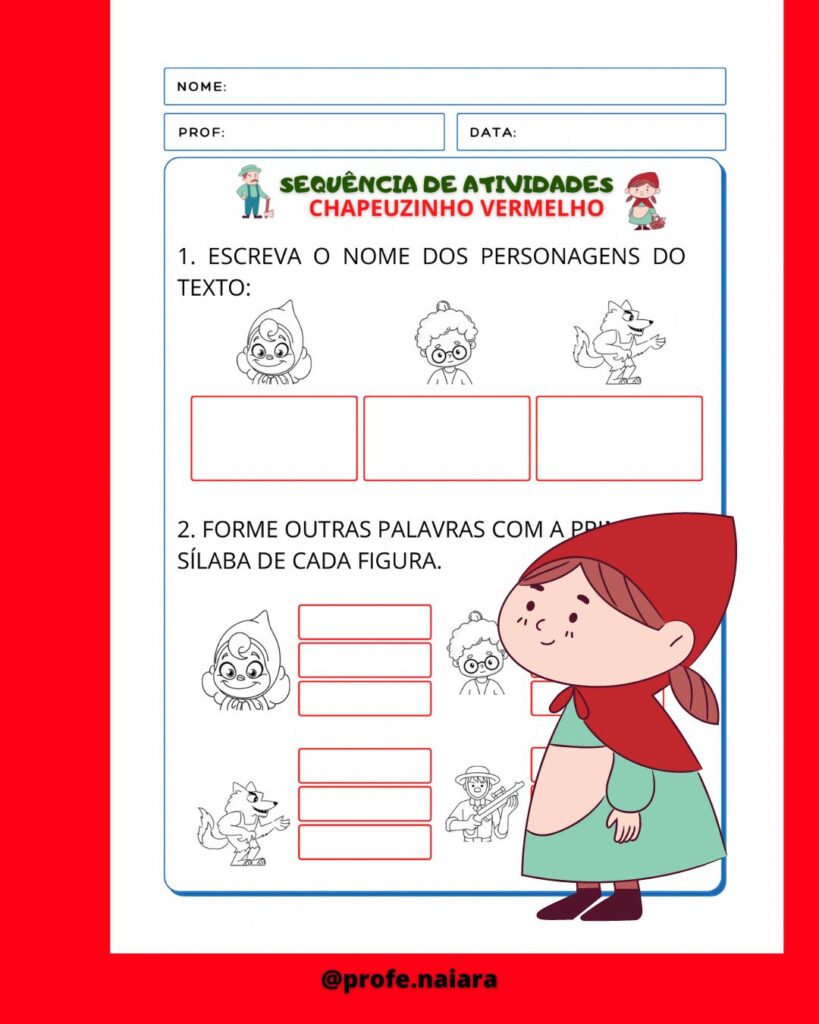 Sequência de atividades Chapeuzinho vermelho 2° ano – Naiara Materiais ...