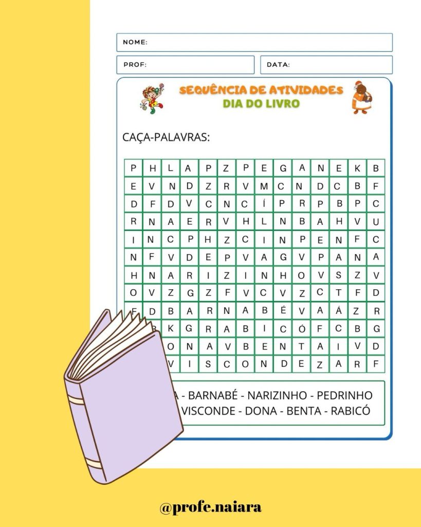 Sequência de Atividades Dia do livro 2° ano - Naiara Materiais Pedagógicos