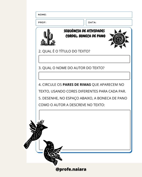 Sequência de atividades: Cordel boneca de pano 1° Ano - Imagem 3