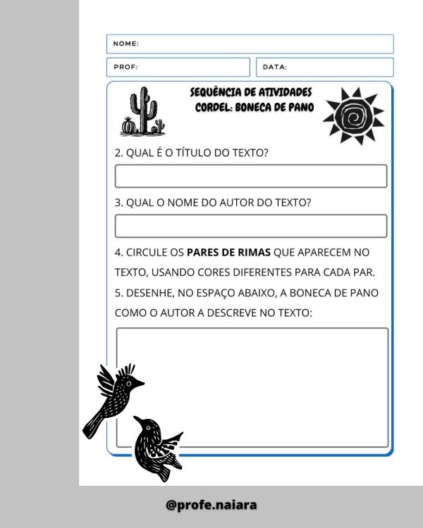 Sequência de atividades: Cordel boneca de pano 2° Ano - Imagem 3