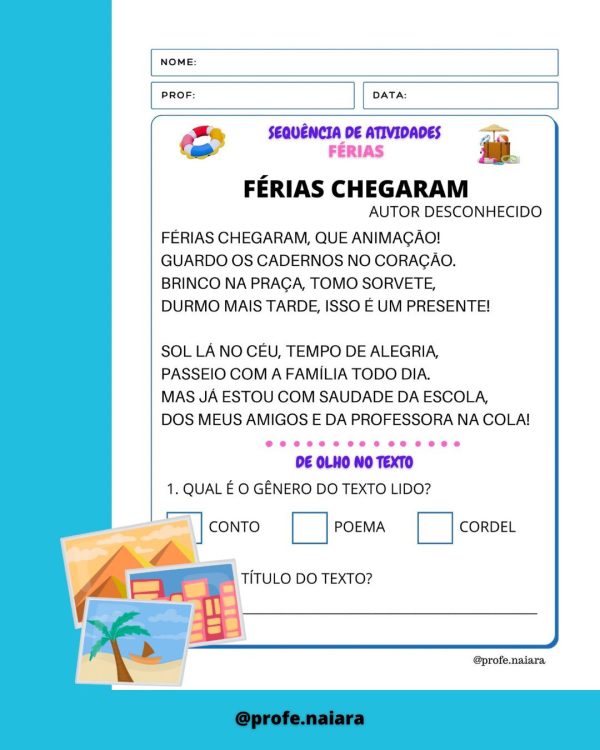 Sequência de atividades: Férias 1° Ano - Imagem 2