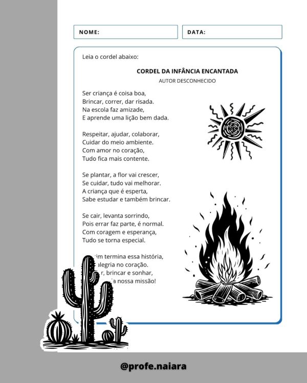 Sequência de atividades: Cordel da Infância Encantada 3° ano - Imagem 2