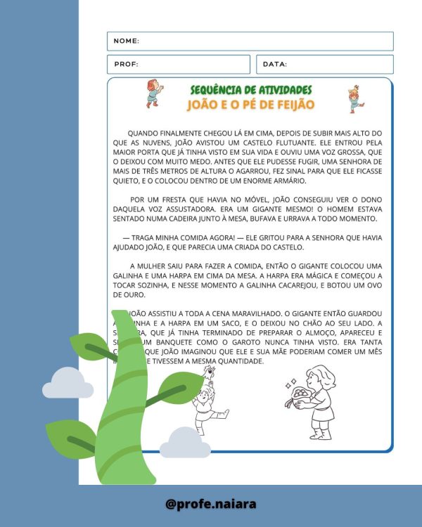 Sequência de Atividades: João e o pé de feijão  1° ano - Imagem 3