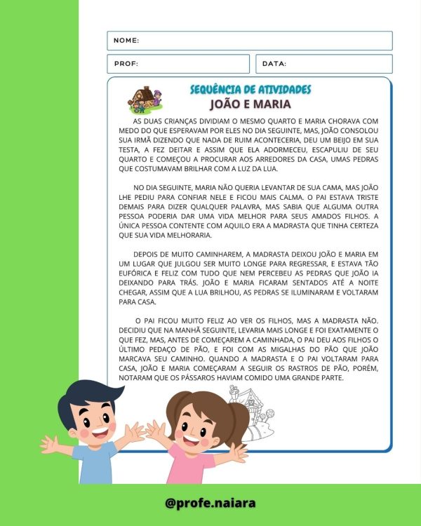Sequência de Atividades: João e Maria  2° ano - Imagem 3