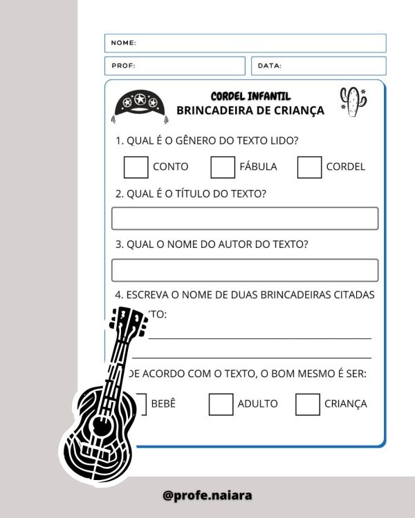 Sequência de atividades: Cordel brincadeira de criança 2° Ano - Imagem 3