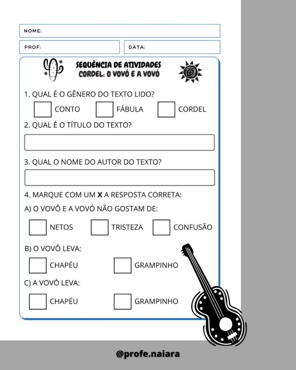 Sequência de atividades: Cordel O vovô e a vovó 2° ano - Imagem 3