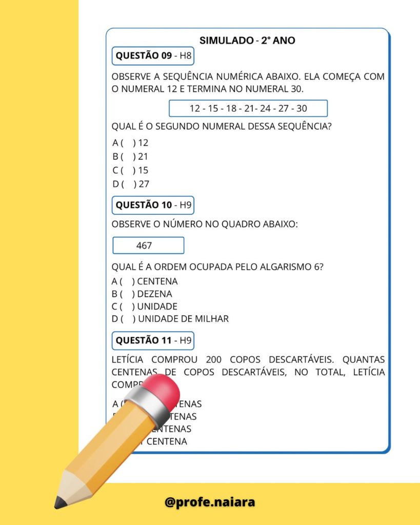 Simulado SAEB Matemática 2° Ano – 2° Edição – Naiara Materiais Pedagógicos