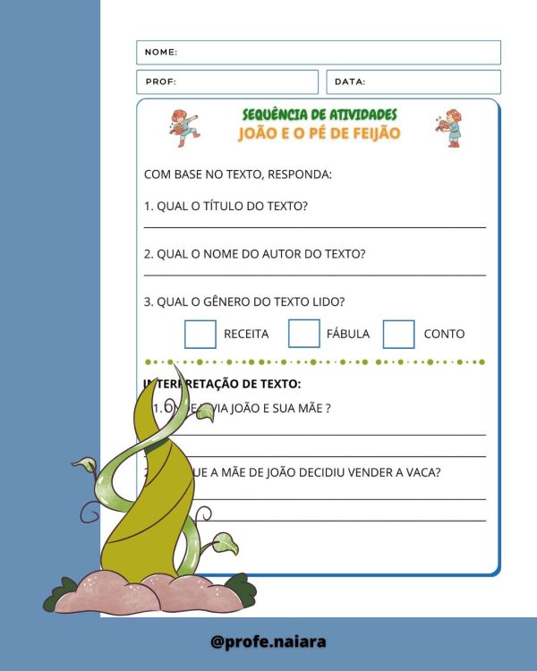 Sequência de Atividades: João e o pé de feijão  1° ano - Imagem 6