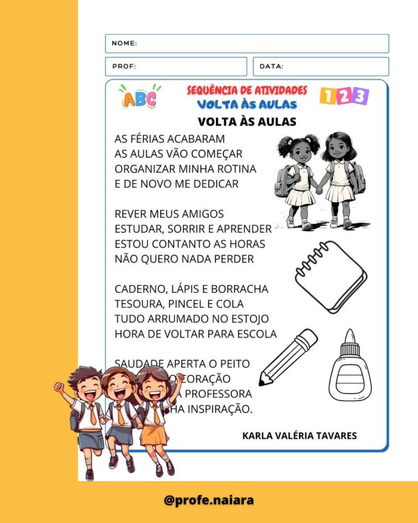 Sequência de Atividades: Volta às aulas  1° ano - Imagem 2