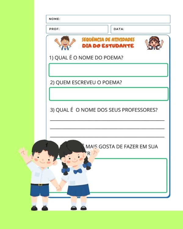 Sequência de atividades: Dia do estudante 1° ano - Imagem 3