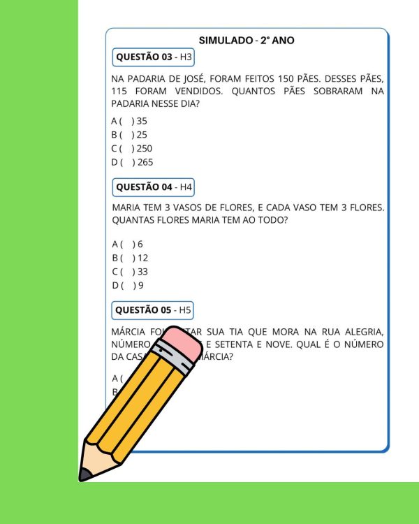 Simulado SAEB matemática 2° ano - 3° edição - Imagem 3