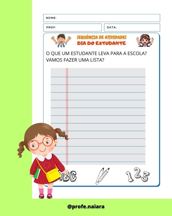 Sequência de atividades: Dia do estudante 1° ano - Imagem 5