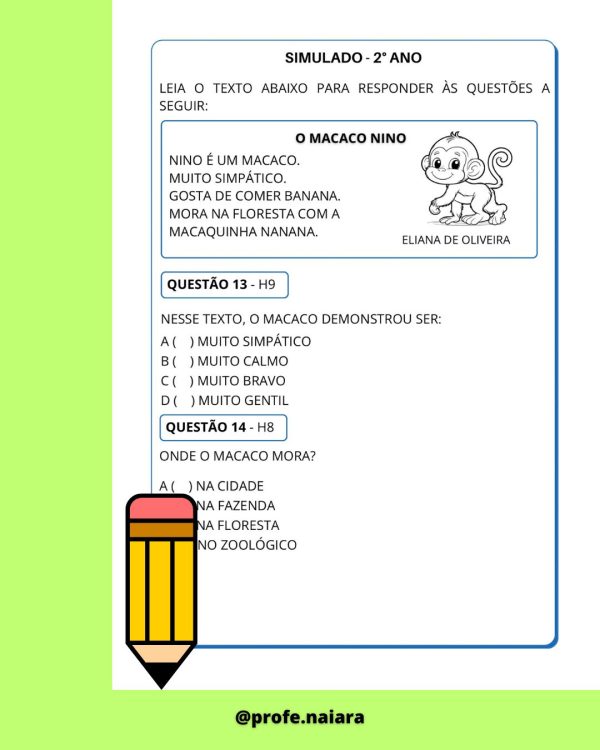 Simulado SAEB Língua Portuguesa 2° ano - 3° Edição - Imagem 7