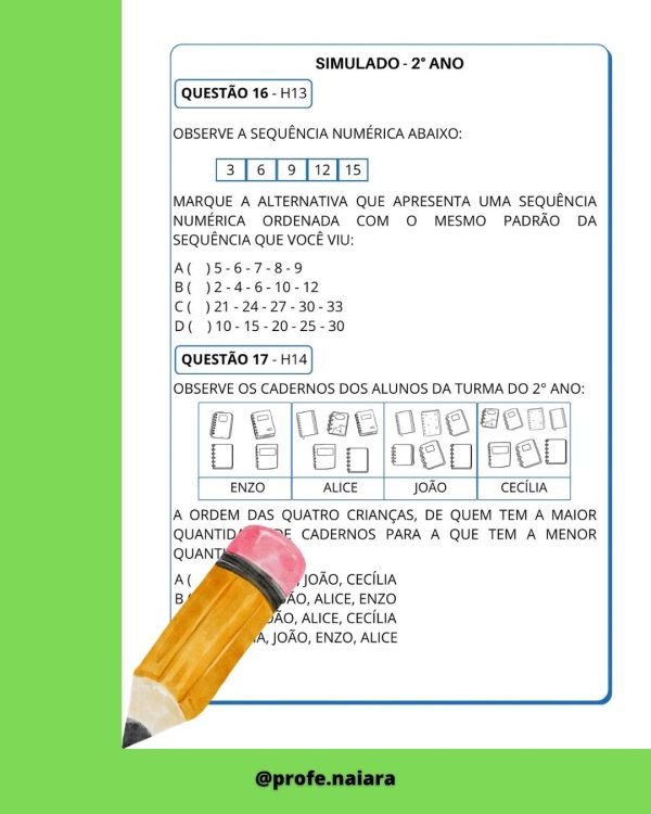 Simulado SAEB matemática 2° ano - 3° edição - Imagem 8