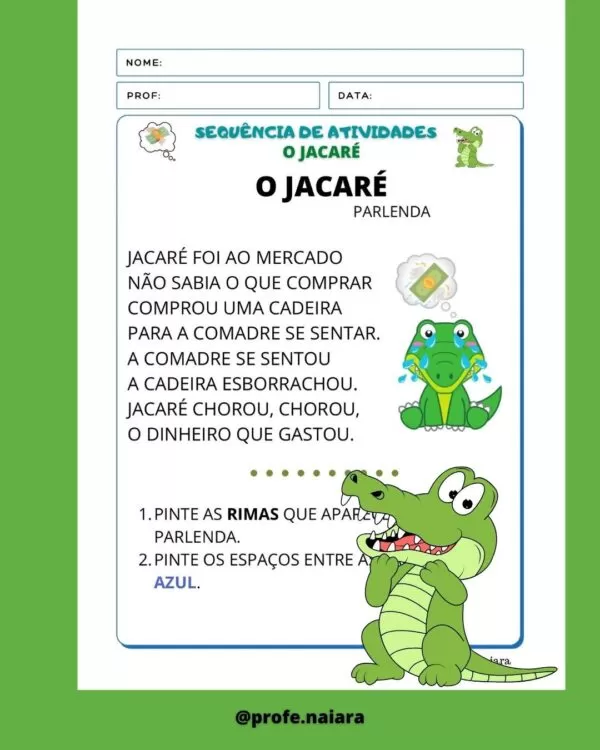 Sequência de Atividades Parlenda: O Jacaré - Imagem 2