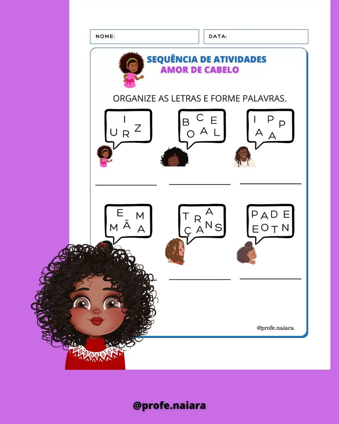 Sequência de atividades Amor de Cabelo - 1° ano - Imagem 3