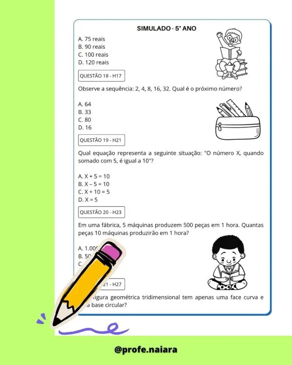 Simulado SAEB - 5° ANO - Matemática - Imagem 3