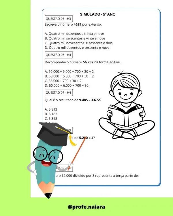 Simulado SAEB - 5° ANO - Matemática - Imagem 6