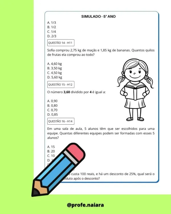 Simulado SAEB - 5° ANO - Matemática - Imagem 4