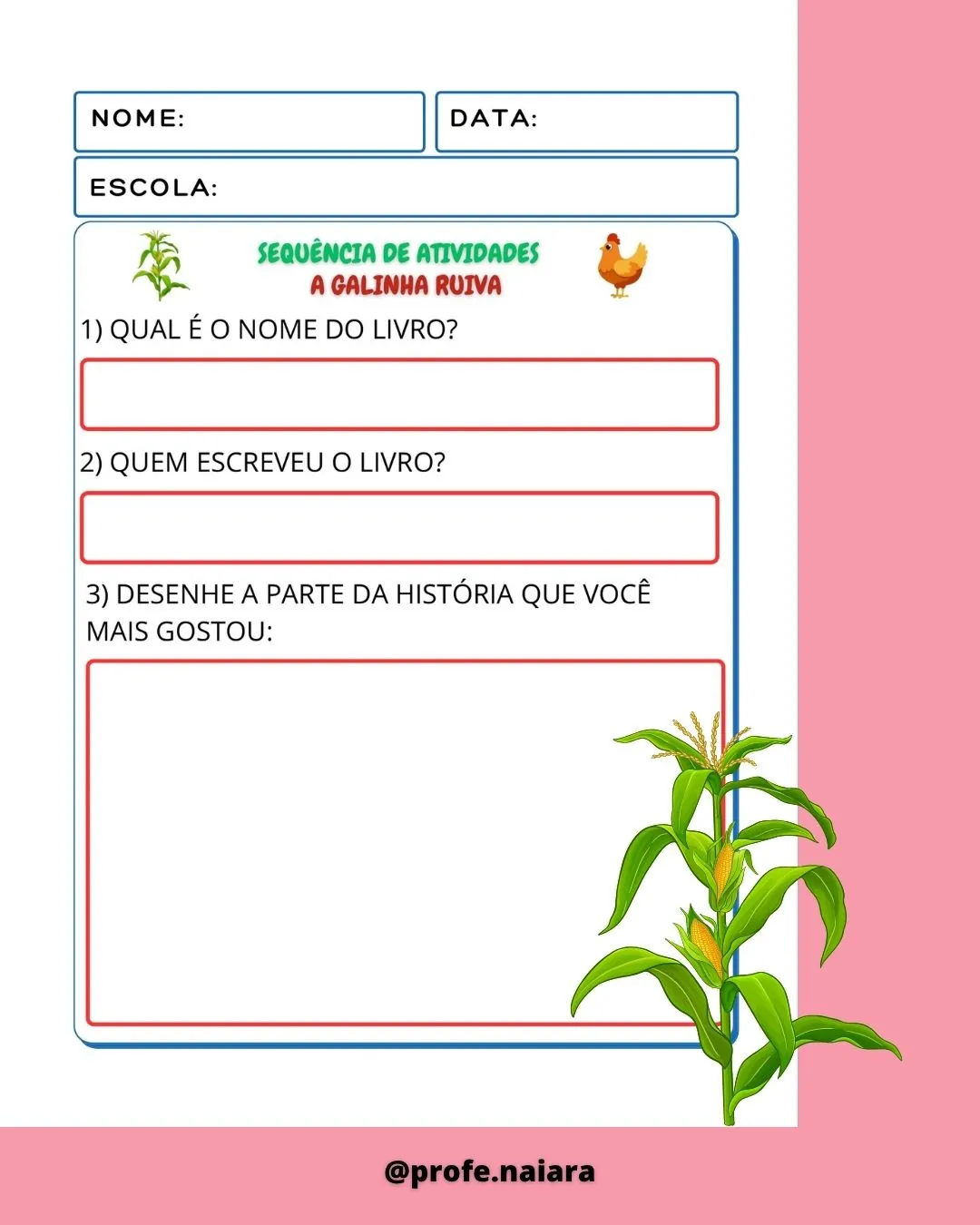 Sequência de Atividades A galinha ruiva - Educação infantil - Imagem 3