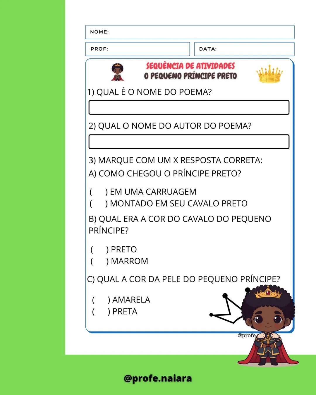 Sequência de atividades - O pequeno Príncipe Preto - 1° ano - Imagem 12