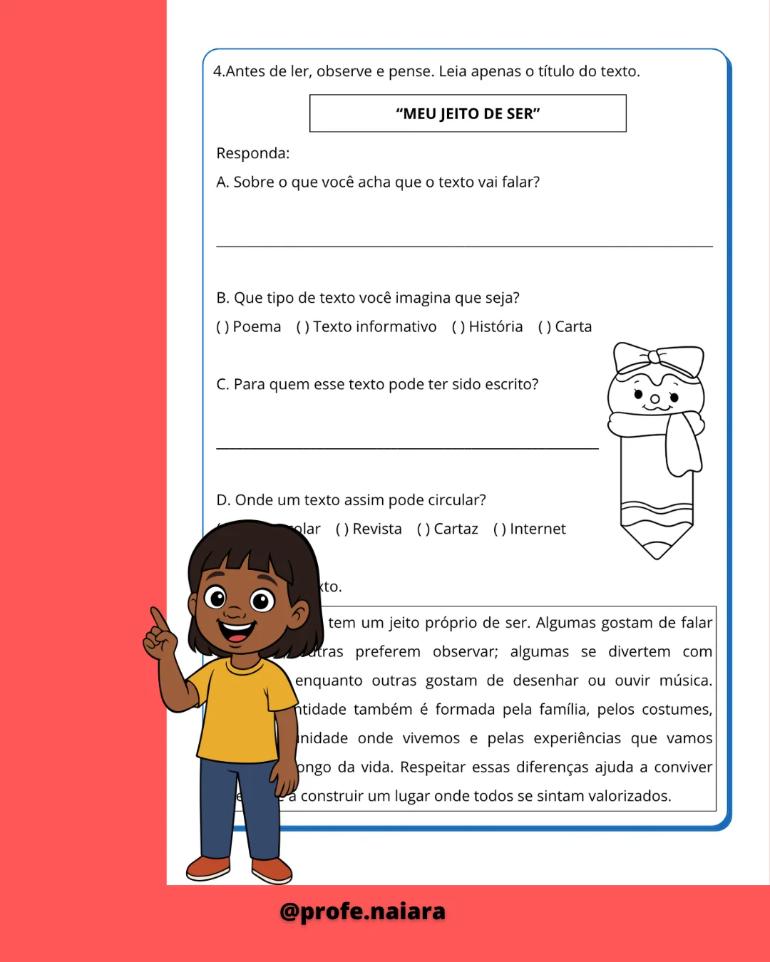 Sequência de atividades: Identidade 4° ano  - Imagem 5