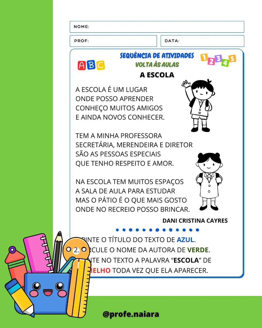 Sequência de Atividades Volta às aulas 1° ano - Imagem 12